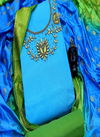 Sky Blue & Green Festive Wear Cotton South Slub Dress Material 267